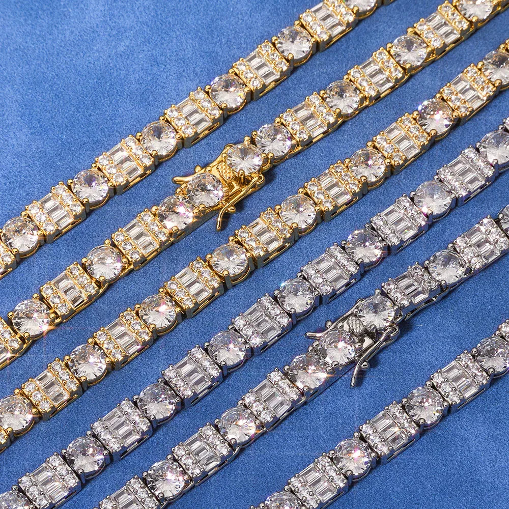 Custom 6.5mm Square & Round Mixed Tennis Bracelet | Secure Clasp Bling Jewelry | Caratix - CaratixJewelry